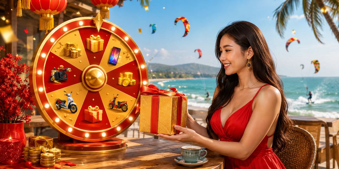 Khuyến mãi quay số may mắn phong cách biển Mũi Né